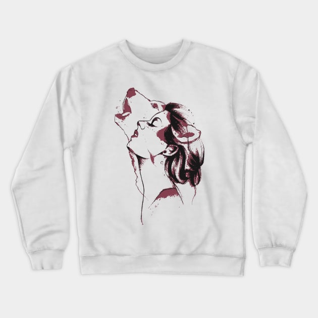 Wolf Girl Crewneck Sweatshirt by ShadesArts